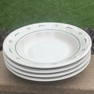 "4 cuencos para sopa/ensalada de gres Longaberger Woven Traditions Heritage verde 8""" - Imagen 1 de 14