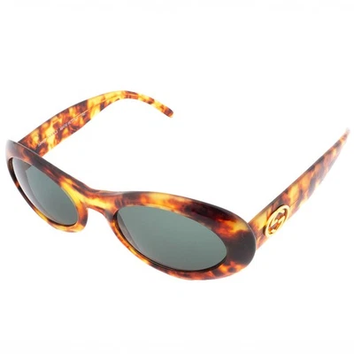 Óculos de sol autêntico GUCCI GG2400/N/S marrom verde falso concha de tartaruga bloqueio G - Imagem 1 de 4