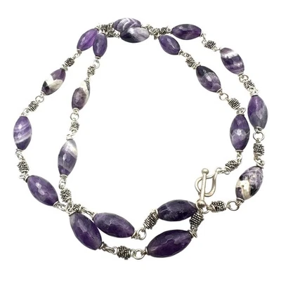Michael Dawkins Sterling Silver Purple Amethyst Necklace 34 Inch 84 Grams - Image 1 of 2