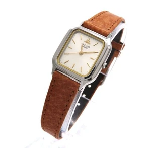 Seiko Credor Square Damenuhr silbernes Zifferblatt 4J81 5020 SS Lederarmband - Bild 1 von 10