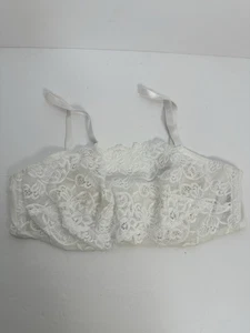 Olga 36C Pretty Lace Cami Underwire Bra Unlined white Floral Overlay 35263 - Picture 1 of 3