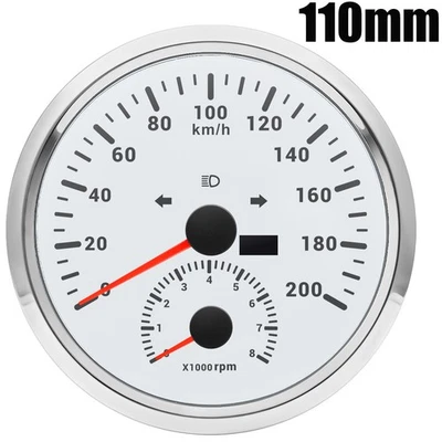 110mm White GPS Speedometer 0-200KM/H With Tachometer 8000RPM Gauge for Boat Car - Image 1 of 4