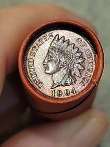 Near Flawless 🌈1904 Indian Head &3 Cent Nickel Ends Of Lincoln Wheat Cent Roll - Picture 1 of 11
