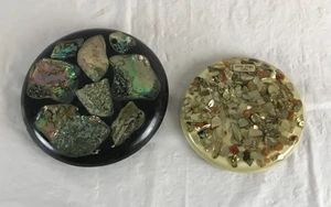 2 vintage Resin Trivets Abalone & Mixed Stone Hot Plate Tarpon Springs FL - Picture 1 of 7