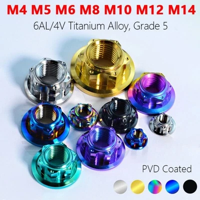 Titanium Nut M4 M5 M6 M8 M10 M12 M14 Rear Wheel Axle Motorcycle Motorbike Tuning - Image 1 of 4