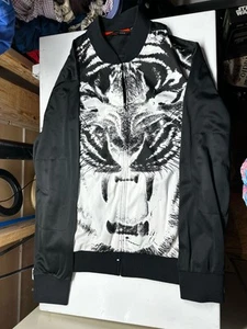 Vintage SEAN JOHN Full Zip Track Jacket Mens XL Black Tiger White Hip Hop Rare - Picture 1 of 3