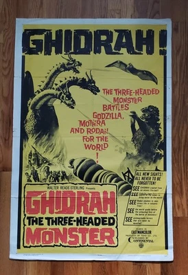 GHIDRAH DAS DREIKÖPFIGE MONSTER 1965 ORIGINAL US ONE SHEET POSTER GODZILLA TOHO - Bild 1 von 3