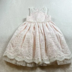 American Princess Pink Size 6X/7 Sleeveless Embellished Pearls & Chiffon Lace - Picture 1 of 14