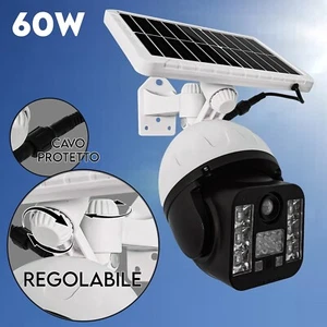 Telecamera finta pannello solare faro led con sensore di movimento 60 watt - Picture 1 of 6