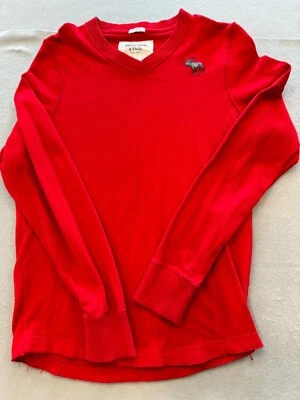 Abercrombie & Fitch Sweater Men's 2XL Muscle Bright Red Holiday Logo Knit - Image 1 of 4