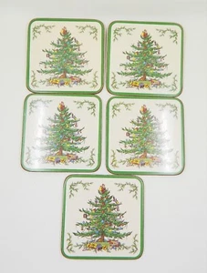 Juego de 5 espinillas posavasadas de corcho árbol de Navidad Spode - Imagen 1 de 8