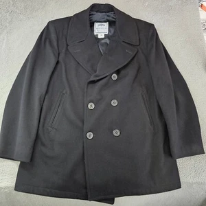 DSCP Jacket Mens 50R Quarterdeck Collection Pea Coat Wool Military US Black - Picture 1 of 14