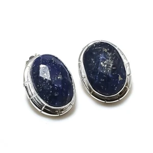 Lapis Lazuli Gemstone Handmade 925 Starling Silver Jewelry Stud Earring Sz 0.75 - Picture 1 of 1