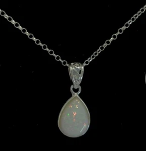 Sterling Silver Trellis Filigree Fire Opal Pear drop Teardrop Pendant Necklace - Picture 1 of 6