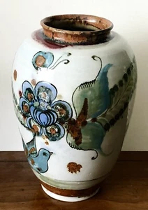 Vaso vintage TONALA MEXICO Arte Folk Pottery 7,5"" Dipinto a mano Bird Artist FIRMATO - Foto 1 di 7