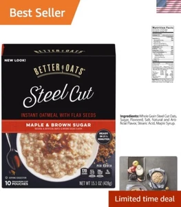 Family-Friendly Maple & Brown Sugar Instant Steel Cut Oatmeal – 6 Boxes, 90.6 oz - Picture 1 of 11