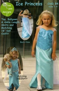 Ice Princess ~ Frozen Elsa Dress & Dolldress Sewing Pattern by Olive Ann Designs - Picture 1 of 4