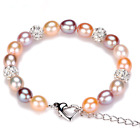 Multi-colored 7-8mm Rice Pearl Necklace/bracelet With 925 Sterling Silver Clasp