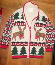 MARIA CHRISTINA 1996 CHRISTMAS COLLECTION LINEN / COTTON KNIT CARDIGAN SWEATER S