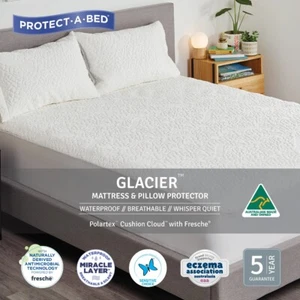 Protect-A-Bed Glacier Polartex Jacquard Fitted Waterproof Mattress Protector - Picture 1 of 8
