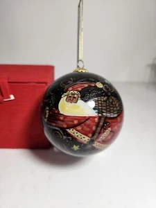 Li Bien reverso pintado a mano volante Santa Claus cielo nocturno adorno de vidrio  - Imagen 1 de 8