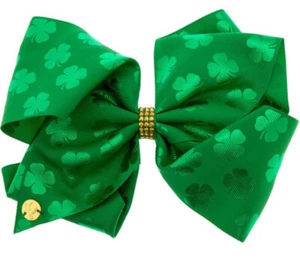 Nickelodeon JoJo Siwa Large Hair Bow 7” Green With Four Leaf Clovers - Picture 1 of 1