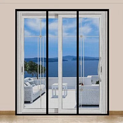 Puerta de pantalla magnética para puerta francesa (72"Wx80"L) puerta de pantalla corredera de vidrio Foto 1 de 4