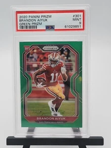 Tarjeta de novato Brandon Aiyuk 2020 Panini Prizm verde #301 PSA 9 San Francisco 49ers - Imagen 1 de 2