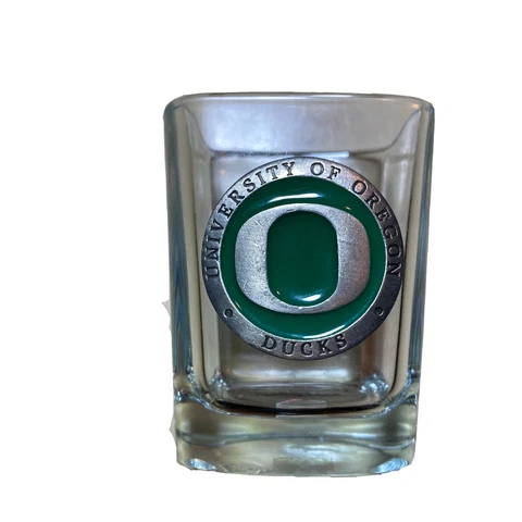University of Oregon Shot Glass with Pewter and Enamel logo Cover