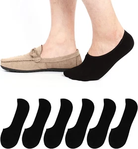 6 Pack Mens No Show Socks Casual Low Cut Thin Loafers Non Slip Boat Liners - Picture 1 of 6