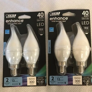 Lot2-Feit Electric Enhance Flame Tip E12 (Candelabra) Filament LED Bulb Daylight - Picture 1 of 2