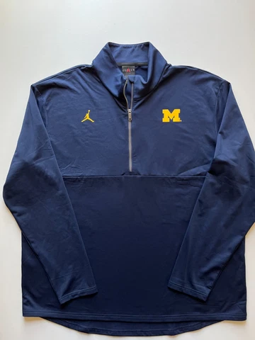Jordan Nike Michigan Wolverines Jacket Mens 2XL Blue Dri-Fit Jumpman NCAA Logo Cover