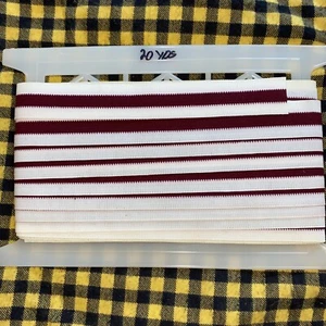 BURGUNDY AND WHITE STRIPED heavy ribbon TAPE BINDING 20 Yard Reel - Picture 1 of 4