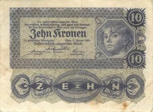 Österreich/Ungarn Austria/Hungary 10 Kronen 1922 gebraucht - Serie 1066 - Bild 1 von 2