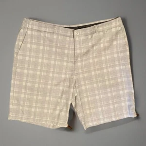 Ben Hogan Golf Shorts Men's Size 42 Light Gray/White Plaid Pockets Stretch - Picture 1 of 5