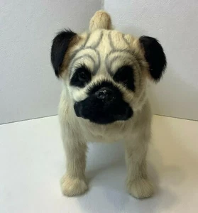 Realistische lebensechte Mops Welpe Hund Figur Spielzeug Statue Fell hellbraun schwarz - Bild 1 von 7
