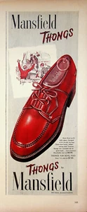 1949 Thongs Mansfield Men's Shoes Vintage Print Ad 1940s Prop Plane - Picture 1 of 1