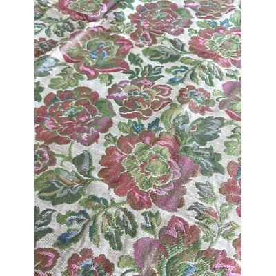 De Colección Tapiz Tapicería Tela Pieza 39x39" Rosa Verde Rosas Texturizado Jacquard Foto 1 de 4