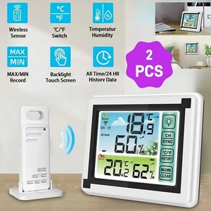 2 PCS Wireless Humidity Meter Weather Station -In/Outdoor Thermometer Hygrometer - Picture 1 of 13