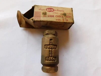 Vintage Clayton Mark & Company No. 5300 Check Valve Size 1/2" Brass 23424-A NOS - Image 1 of 4