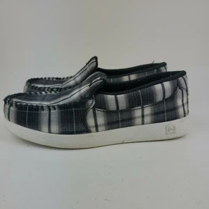 DC Mens Villian TX Skate Shoes Black White Brown Plaid 301815 Low Top Loafer 7 - Picture 1 of 8