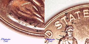 2009 P Lincoln PL Cent -Double Spiked Head Die Crack Obv & Rev - Rare Error Coin - Picture 1 of 6