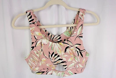 MinkPink розовый цветочный укороченный верхний большой вырез назад тропический бак бюстгальтер фестиваль Y2K - Изображение 1 из 4