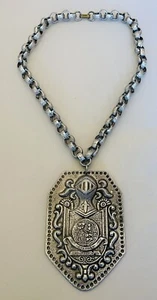 Necklace Knight Shield Lion Dragon Coat Of Arms Antique RARE 1940’s Jewelry - Picture 1 of 12