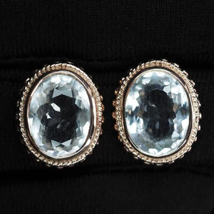 Artisanal Colorless sapphire Oval 13.50Ct 925 Sterling Silver Handmade Earrings - Picture 1 of 5