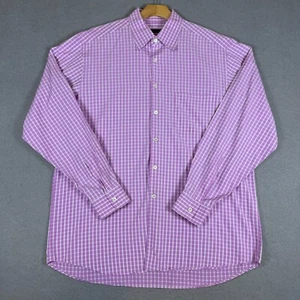 Ermenegildo Zegna Hombre’s 2XL Tejido Micro Cuadros Rejilla Abotonada Manga Larga Lila - Imagen 1 de 14