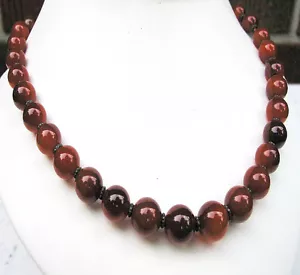 Vintage Orange Chalcedon Quarz Achat Perlen Halskette 16" - Bild 1 von 7