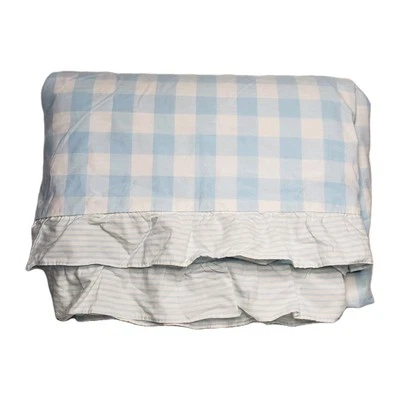 Edredón Pottery Barn Kids Twin Gingham Buffalo Check Rayas Volantes Azul Foto 1 de 4