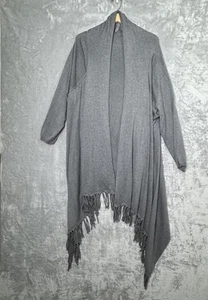 Melissa McCarthy Pullover Damen 3X grau Fransen vorne offen Cardigan Übergröße - Bild 1 von 8