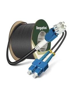 OD-5 mm Outdoor 330ft (100m) Armored OS2 LC to SC Single Mode Fiber Cable rugged - Photo 1/5